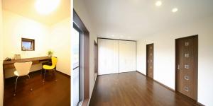 ムーブクロークで自由に部屋を仕切れる子供室。広々書斎はご主人自慢の空間です。