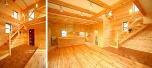 玄関を開けると、開放的な吹抜け。脱衣室まで一繋がりの広々土間を設けました。