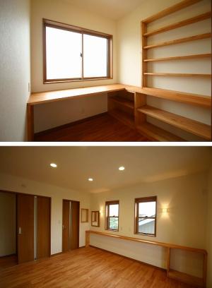 自分の時間を大切に出来る書斎。主寝室には、飾り棚を造りつけました。