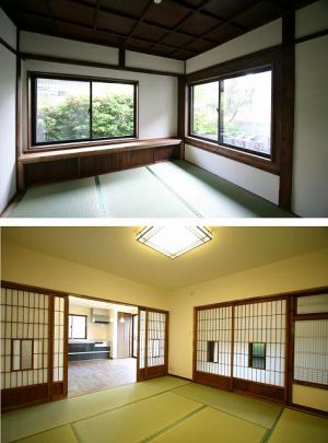 「大正浪漫」を感じる、旅館のような安らげる一室。格子とい草の香りが心和む和の空間です。