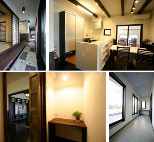 タイル貼りのカウンター付きＬ型キッチン。階段下スペースを利用した家事コーナー。暖かな陽ざしが差し込むサンルーム。