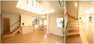 大きな吹抜けを設けたリビング。
たくさんの陽射しが入り込み、開放感溢れる贅沢空間。