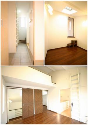 専用階段を上がると、トップライトのある明るいロフトへ。寝室にも隣接し、遊び心をくすぐる間取り。
寝室にはロフトとウォークインクローゼット付きです。