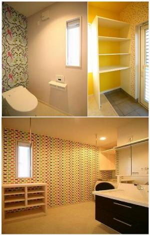 水廻りはポップなクロス使いで楽しみました。