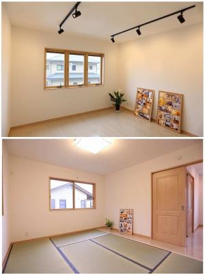 自分の時間を優雅に過ごしたり、
アトリエとして趣味を楽しんだり、
お客様をもてなす
セカンドリビングとしても使える、
とっておきの自由な空間。

い草の香りが落ち着く和室。
板敷の箇所にテレビやタンスを置けば、畳が傷まずにすみます。