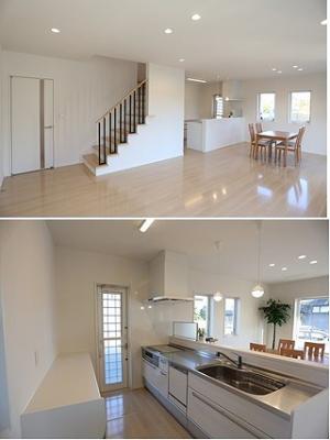 床・建具共にホワイトで統一、明るく
のびのびとしたＬＤＫ。
お料理しながらも家族とのコミュニケーションを大切にした、対面式キッチン。